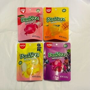 Amos Peelerz Viral TikTok Gummy Candy 4 packs (12oz)Grape, Peach, Banana, Mango…